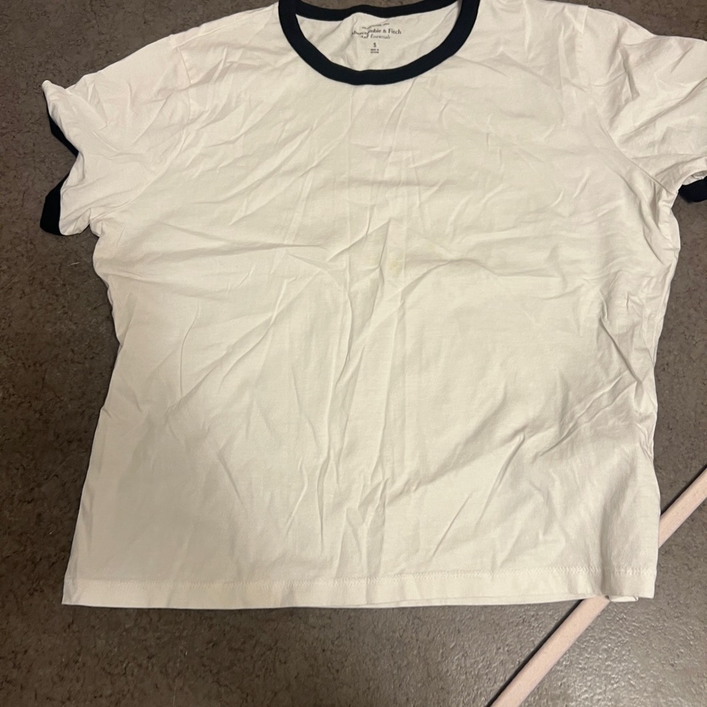 Abercrombie & Fitch White Ringer Tee with Black Trim - Men's Short Sleeve